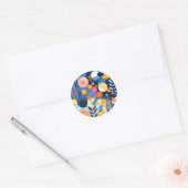 Moderne Geometrische Zomer Botanische Ronde Sticker (Envelop)