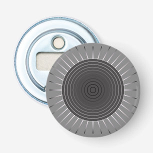 Moderne Geometrische Zonnebarst - Donkere Hematite Button Flesopener