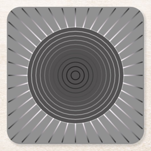 Moderne Geometrische Zonnebarst - Donkere Hematite Kartonnen Onderzetters (Voorkant)