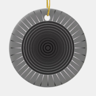 Moderne Geometrische Zonnebarst - Donkere Hematite Keramisch Ornament