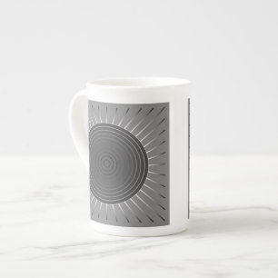 Moderne Geometrische Zonnebarst - Donkere Hematite Porselein Kop