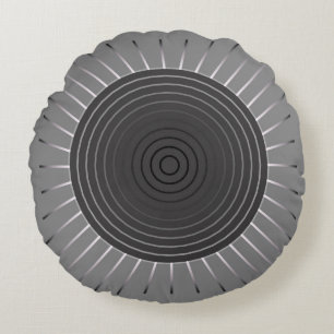 Moderne Geometrische Zonnebarst - Donkere Hematite Rond Kussen