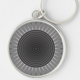 Moderne Geometrische Zonnebarst - Donkere Hematite Sleutelhanger