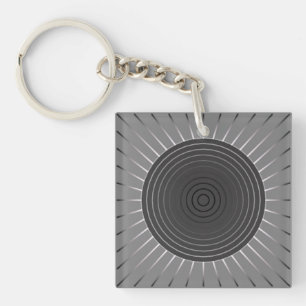 Moderne Geometrische Zonnebarst - Donkere Hematite Sleutelhanger