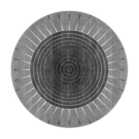 Moderne Geometrische Zonnebarst - Donkere Hematite Snijplank (Voorkant)