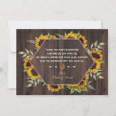 Moderne geometrische zonnebloemen houten bruiloft bedankkaart (Achterkant)