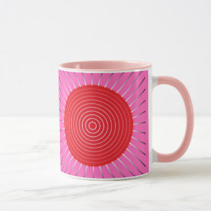 Moderne geometrische zonnestraal - Fuchsia en Rood Mok