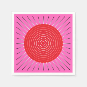 Moderne geometrische zonnestraal - Fuchsia en Rood Servetten