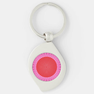 Moderne geometrische zonnestraal - Fuchsia en Rood Sleutelhanger