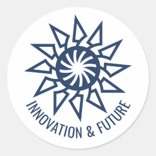 Moderne geometrische zonnestraal ontwerp ronde sticker