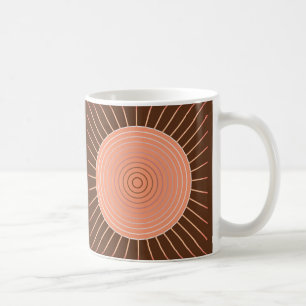 Moderne geometrische zonnestraal - perzik en bruin koffiemok