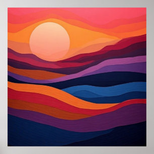 Moderne geometrische zonsondergang landschap 🧡 poster