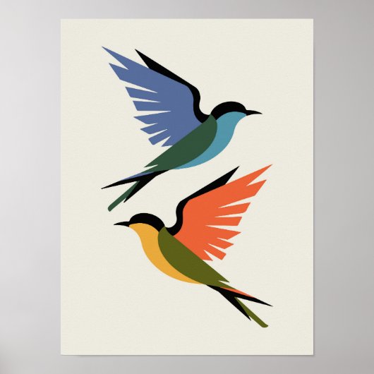Moderne geometrische zwaluwen kleurrijke minimalis poster (Voorkant)