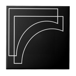 Moderne Geometrische Zwart En Wit Tegeltje