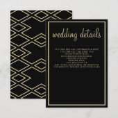 Moderne geometrische zwart gouden bruiloft informatiekaartje (Voorkant / Achterkant)