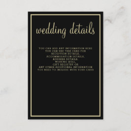 Moderne geometrische zwart gouden bruiloft informatiekaartje