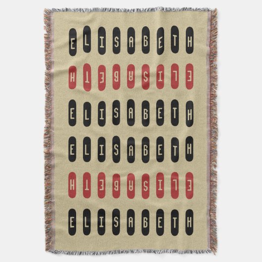 Moderne Geometrische Zwart Rood Aangepaste Naam Deken (Voorkant Verticaal)