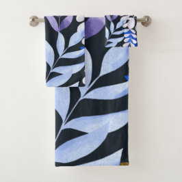 Moderne Geometrische Zwart & Wit Badhanddoek Set Bad Handdoek