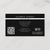 Moderne geometrische zwart-wit QR-code Visitekaartje (Achterkant)