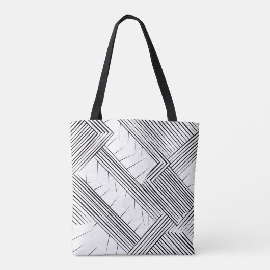 Moderne geometrische zwart-witte Canvas tas (Achterkant)