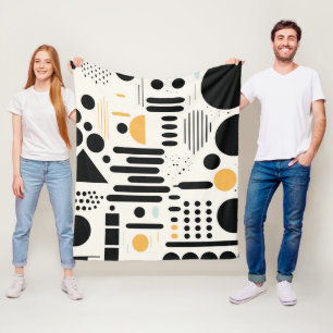 Moderne geometrische zwarte en gouden abstracte gr fleece deken