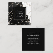 Moderne geometrische zwarte en witte Waterverf Vierkante Visitekaartje (Voorkant / Achterkant)