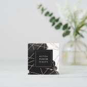 Moderne geometrische zwarte en witte Waterverf Vierkante Visitekaartje (Staand voorkant)