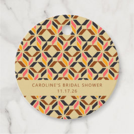 Moderne Geometrische Zwarte Gele Bruiloftsdouche Bedankjes Labels