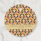 Moderne Geometrische Zwarte Gele Douchefavoriet vo Bedankjes Labels (Achterkant)