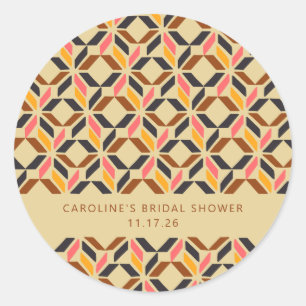 Moderne Geometrische Zwarte Gele Douchefles voor d Ronde Sticker