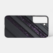 Moderne geometrische zwarte glitter samsung galaxy hoesje (Achterkant horizontaal)