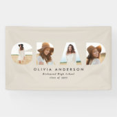 Moderne geometrische zwarte multi-foto afstuderen spandoek (Horizontaal)