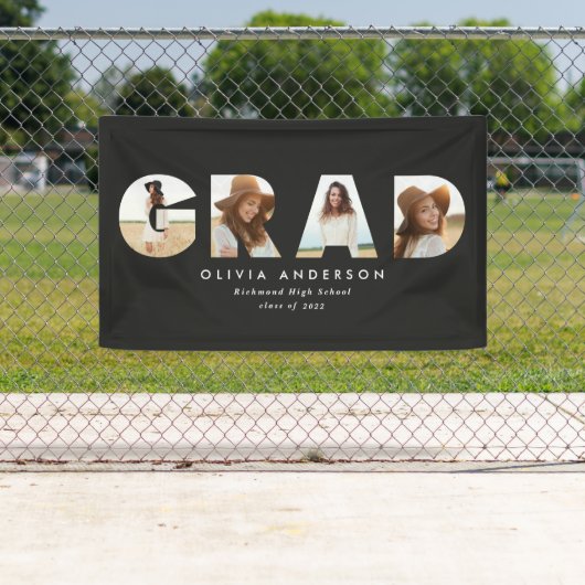 Moderne geometrische zwarte multi-foto afstuderen spandoek (Insitu)