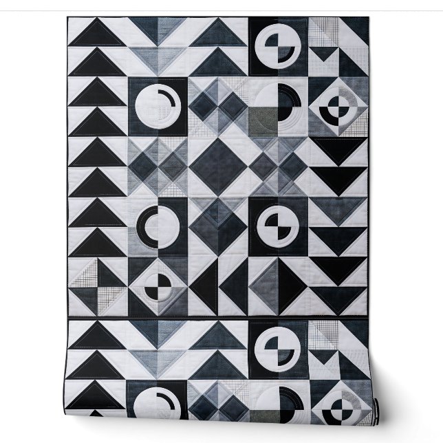 Moderne Geometrische Zwarte Witte Grijze Gestructu Behang (Afrollen)