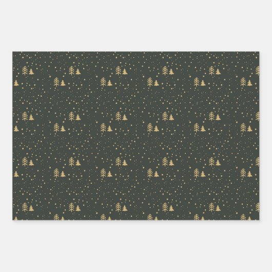 Moderne geometrische zwarte witte kerstboom inpakpapier vel (Voorkant 3)