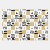 Moderne geometrische zwarte witte kerstboom inpakpapier vel (Voorkant)