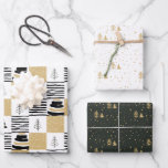 Moderne geometrische zwarte witte kerstboom inpakpapier vel<br><div class="desc">Voor een geavanceerdere aanpassing van dit ontwerp,  selecteer hierboven eenvoudig de knoop "van het Aanpassen"!</div>