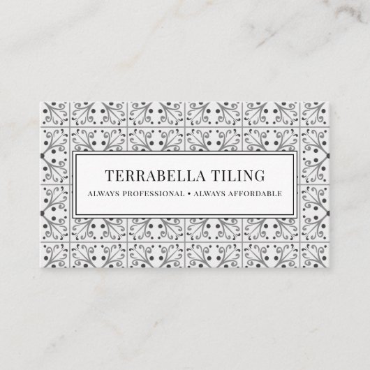 Moderne Geometrische zwarte witte Tegels Visitekaartje (Voorkant)