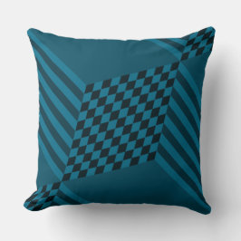 Moderne geoometrische blauw Stripes Diamond Checke Kussen