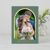 Moderne gepantserde foto bedankt gouden olie in folie uitnodiging (Staand Voorkant)