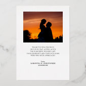 Moderne gepantserde foto bedankt gouden olie in folie uitnodiging (Achterkant)