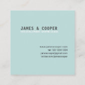Moderne gepantserde streep Blauwgroen|Witte legant Vierkante Visitekaartje (Achterkant)