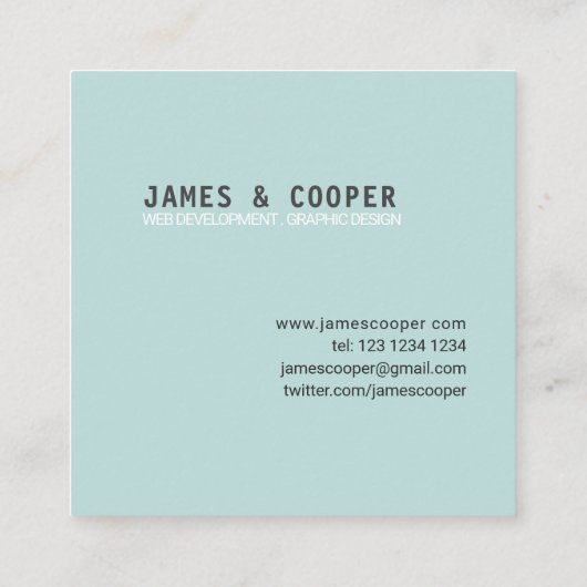 Moderne gepantserde streep Blauwgroen|Witte legant Vierkante Visitekaartje (Achterkant)