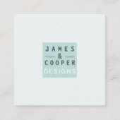 Moderne gepantserde streep Blauwgroen|Witte legant Vierkante Visitekaartje (Voorkant)