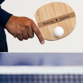 Moderne Gepersonaliseerd bruidspaar naam houten ti Tafeltennisbatje