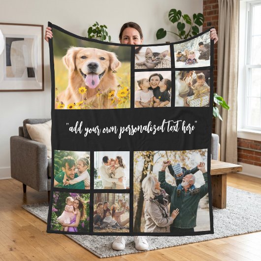 Moderne gepersonaliseerde 10 foto collage fleece deken