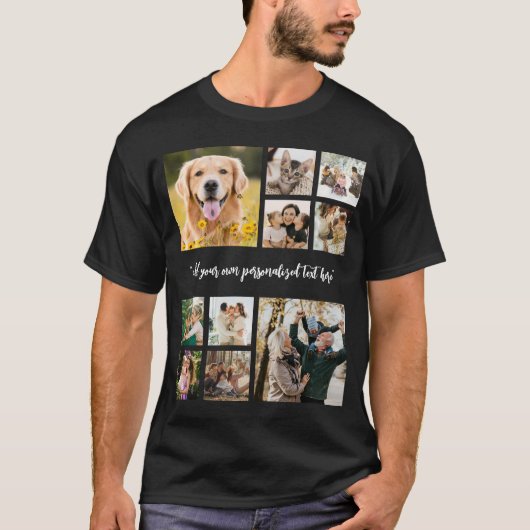 Moderne gepersonaliseerde 10 foto collage t-shirt (Voorkant)