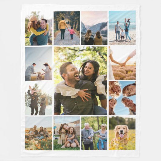 Moderne gepersonaliseerde 13 foto collage fleece deken (Voorkant)