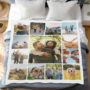 Moderne gepersonaliseerde 13 foto collage fleece deken