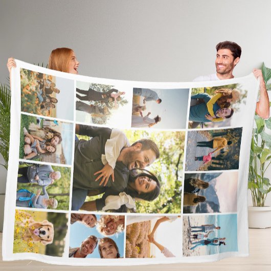 Moderne gepersonaliseerde 13 foto collage fleece deken